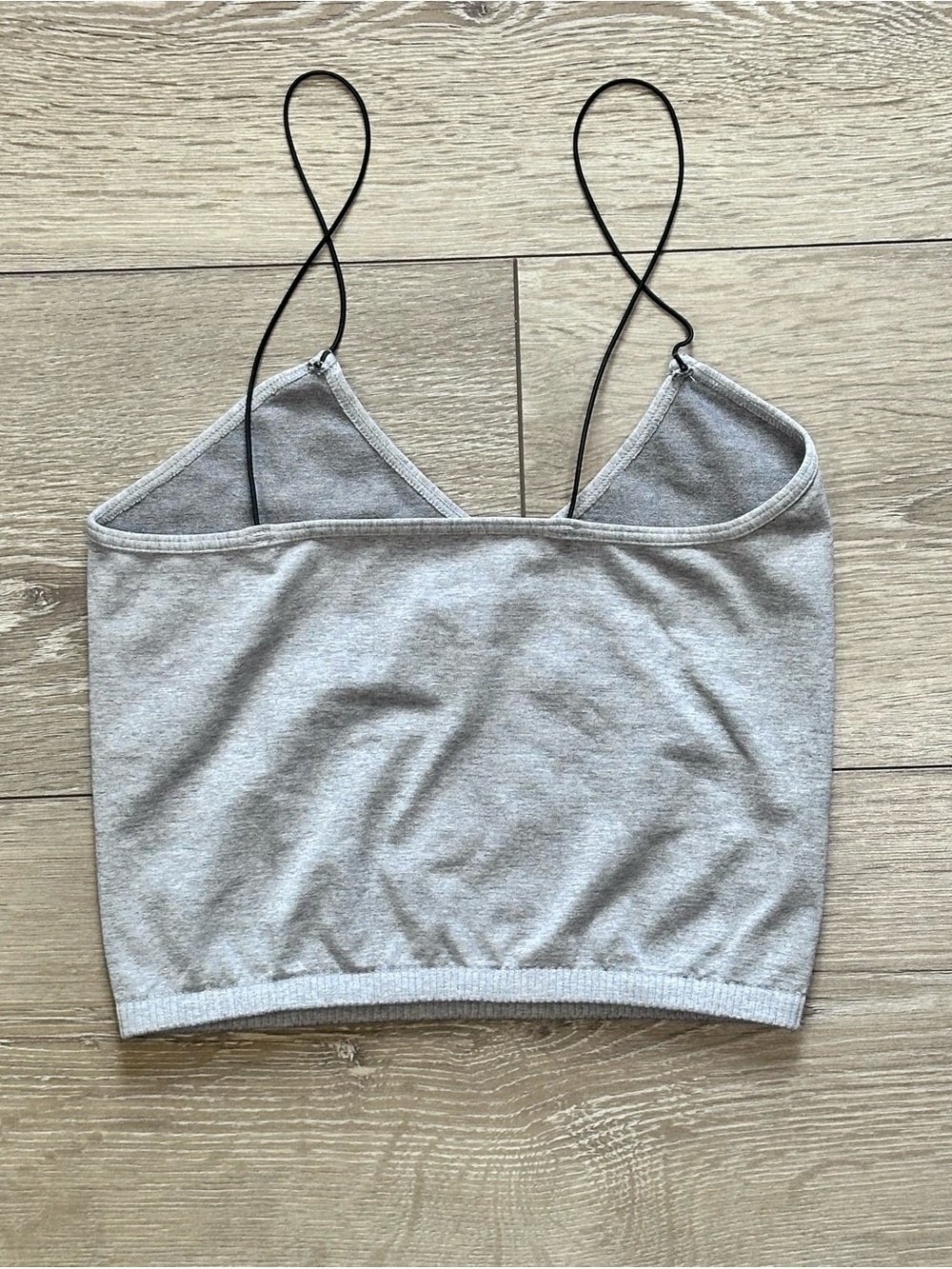 Intimately Free People Skinny Strap Gray Brami Crop Top Minimalist Boho - Picture 8 of 8